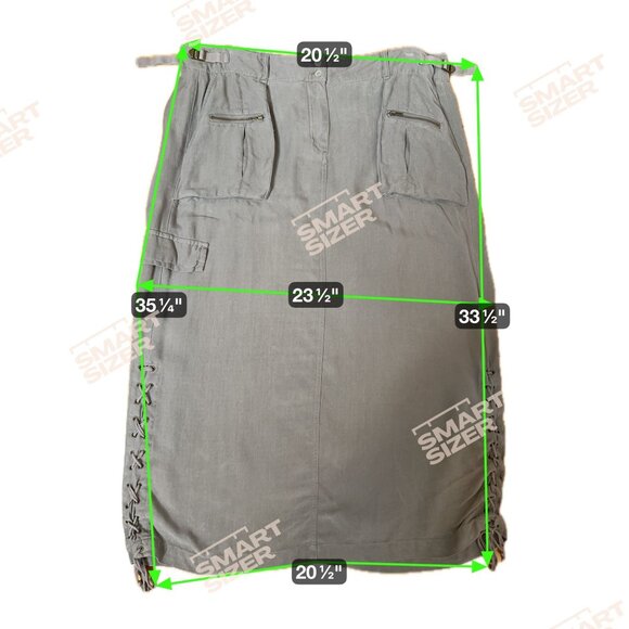 VTG DA-NANG 100% Silk Cargo Skirt Cocoon Gray M Lace-Up Side Utility Y2K Surplus - Picture 5 of 5